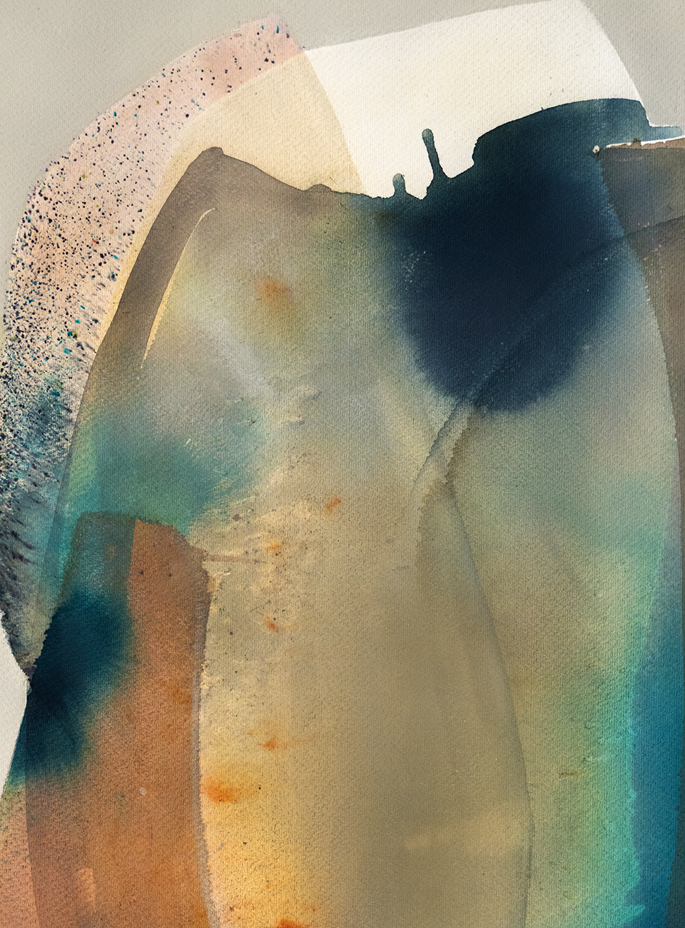 Entwined fluid thoughts | Sabrina Garrasi, Materials: Watercolor, acrylic and pigments on 100% cotton paper "Amalfi&qu - view 2
