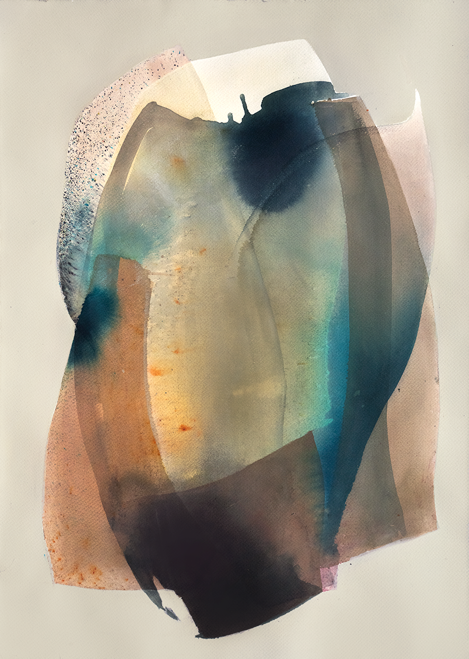 Entwined fluid thoughts | Sabrina Garrasi, Materials: Watercolor, acrylic and pigments on 100% cotton paper "Amalfi&qu